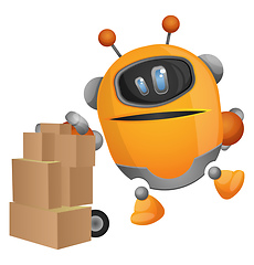 Image showing Robot carrying packages illustration vector on white background