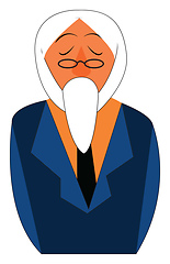 Image showing An old man with his long white beard is in his formal suite vect