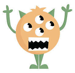 Image showing A brown 4 eyed monster, vector color illustration.