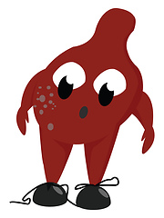 Image showing Clipart of a red-colored monster wearing black shoes vector or c