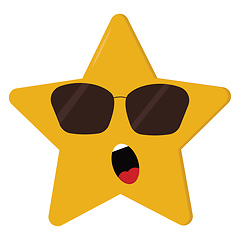 Image showing A dismayed five-pointed cartoon yellow star vector or color illu