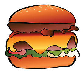 Image showing Hamburger with cheese and vegetables vector or color illustratio