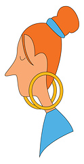 Image showing Cartoon girl with big earrings vector illustration on white back