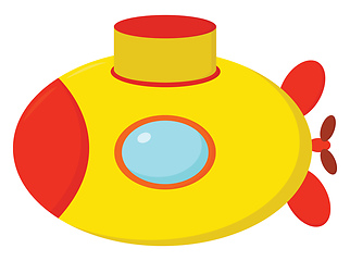 Image showing A cute little orange and yellow cartoon submarine vector or colo