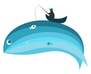 Image showing Blue whale and fisherman vector illustration 