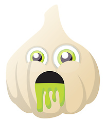 Image showing Garlic is feeling sick illustration vector on white background