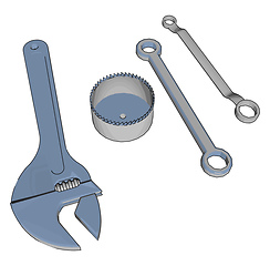 Image showing Hand tool- Wrench spanner vector or color illustration