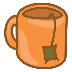 Image showing A tea bag dipped in an orange tea mug/Teatime vector or color il