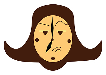 Image showing A wall clock designed like a face of clown displays time as 700 