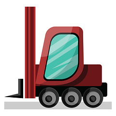 Image showing red cartoon lift truck vector illustration on white background.