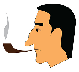 Image showing Man with cigar pipe vector or color illustration