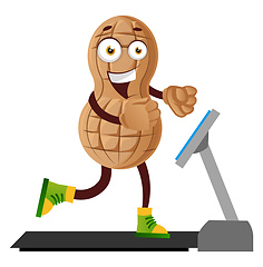 Image showing Peanut run on the conveyor belt, illustration, vector on white b