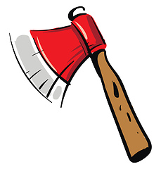 Image showing Red ax with wooden handle vector illustration on white backgroun