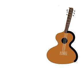 Image showing Simple vector illustration of a light brown acoustic guitar whit