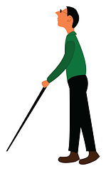 Image showing A blind man walking alone with the help of his stick vector colo