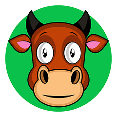 Image showing Cartoon brown cow vector illustration on white backgorund