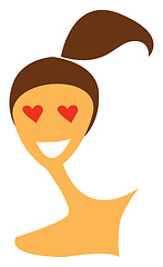 Image showing A girl with heart eyes vector or color illustration