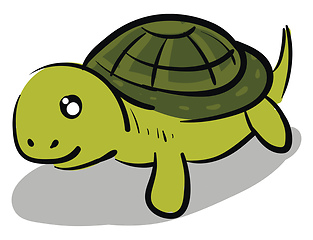 Image showing Happy turtle with a cute face illustration color vector on white