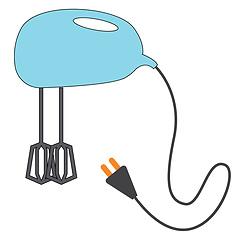 Image showing Light blue kitchen mixer with cable vector illustration on white