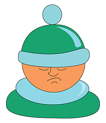 Image showing A lazy boy wearing blue winter hat vector or color illustration