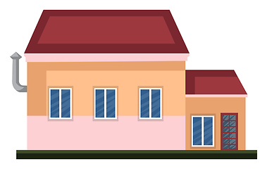 Image showing Cartoon orange building with red roof vector illustartion on whi