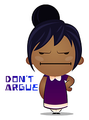 Image showing Little girl is don\'t want to argue, illustration, vector on whit