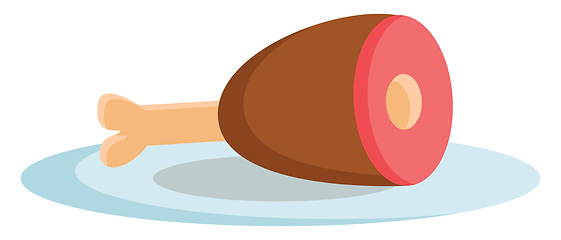 Image showing A large piece of cooked meat served on a plate vector or color i