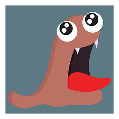 Image showing Brown blob monster with open mouth vector illustration on white 