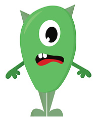 Image showing Suprised lime green one-eyed monster vector illustration on whit