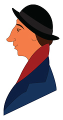 Image showing Profile picture of a man in blue coat  red scarf and black hat v