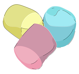 Image showing Cartoon picture of three marshmallows vector or color illustrati