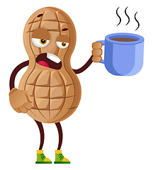 Image showing Peanut drinking coffee, illustration, vector on white background