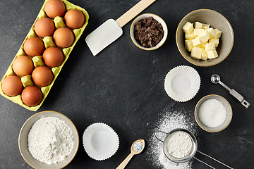 Image showing rolling pin, butter, eggs, flour and chocolate