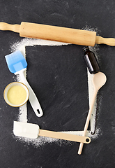 Image showing frame of kitchen tools and cooking ingredients