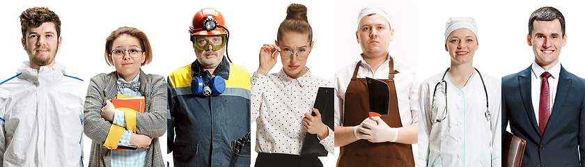 Image showing Portrait of people of different professions isolated on white studio background