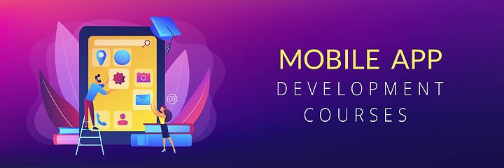 Image showing Mobile app development courses concept banner header