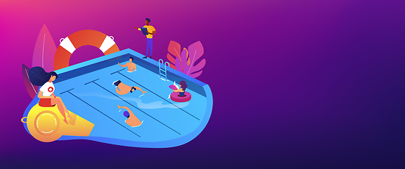 Image showing Swimming and lifesaving classes concept banner header.
