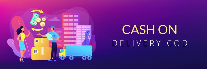 Image showing Cash on delivery COD concept banner header