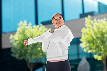 Image showing african american woman doing sports outdoors