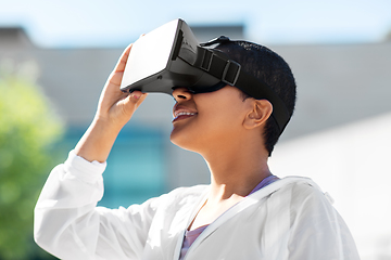 Image showing happy african american woman with vr glasses