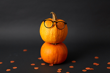 Image showing halloween pumpkins with glasses