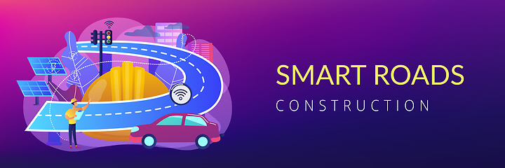 Image showing Smart roads construction concept banner header.