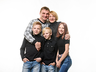 Image showing Happy adult large family, close-up portrait, isolated on white background