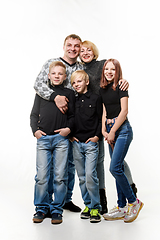 Image showing Happy adult large family in full growth isolated on white background