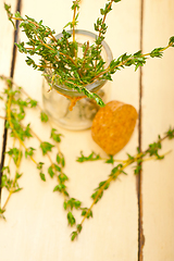 Image showing fresh thyme on a glass jar