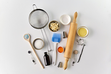 Image showing cooking ingredients and kitchen tools for baking