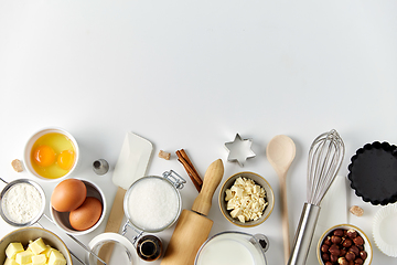 Image showing cooking ingredients and kitchen tools for baking