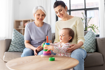 Image showing mother, baby daughter and granny playing at home