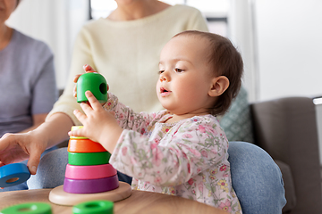 Image showing mother, baby daughter and granny playing at home