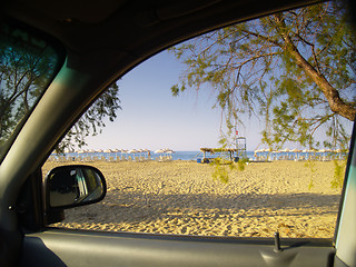 Image showing evening on the beach, driving by